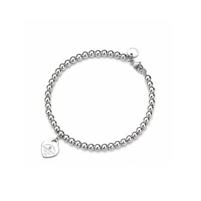 TIFFANY STERLING SILVER WITH DIAMOND HEART TAG BEAD BRACELET 6853255